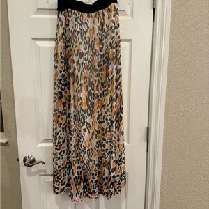 Versona Leopard-Print Maxi Skirt in Black, Tan, Peach and Gray